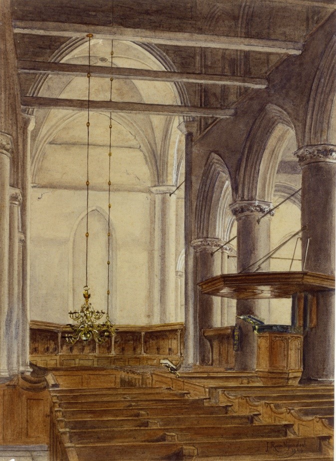 Interieur Grote Kerk in 1946